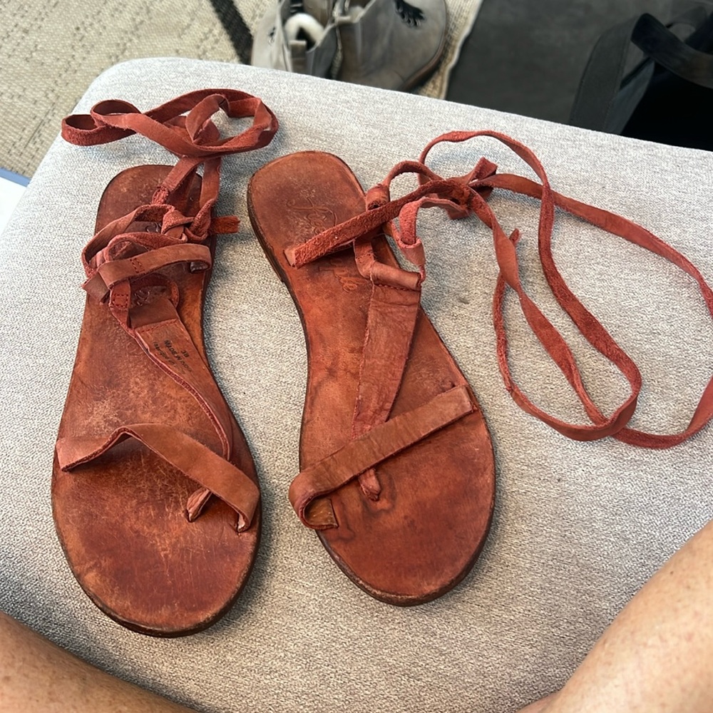 Free people lace up leg flats.